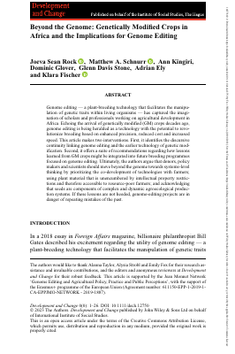 Beyond the Genome  Genetically Modified Crops in Africa