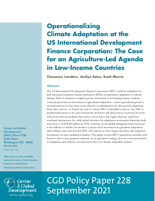 Operationalizing Climate Adaptation at the US International Development Finance Corporation The Case for an Agriculture-Led Agenda in Low-Income Countries